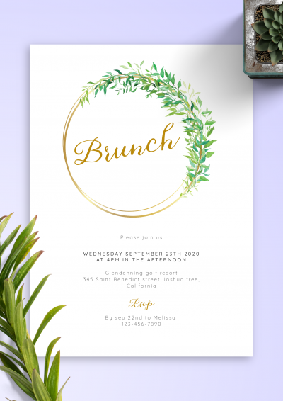Download Willow Wreath Brunch Invitation - Printable PDF