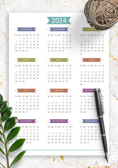 Download Yearly Calendar - Casual Style