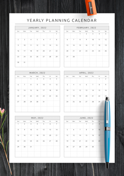 Download Yearly Planning Calendar Template - Printable PDF