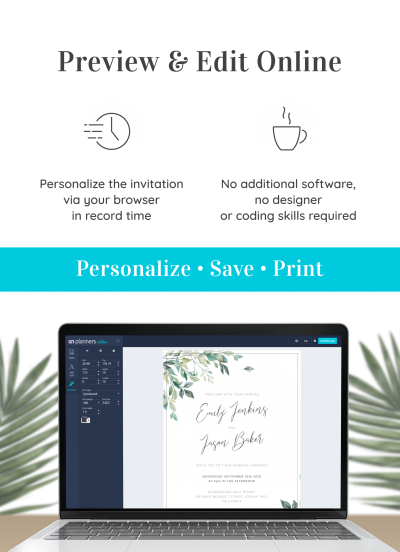 Download Elegant Greenery Boho Wedding Invitation Suite - Printable PDF