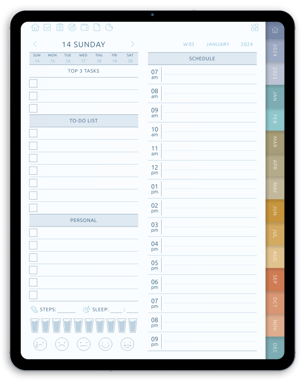 Download Daily Digital Planner Pdf For Goodnotes, Ipad, Android (dark)