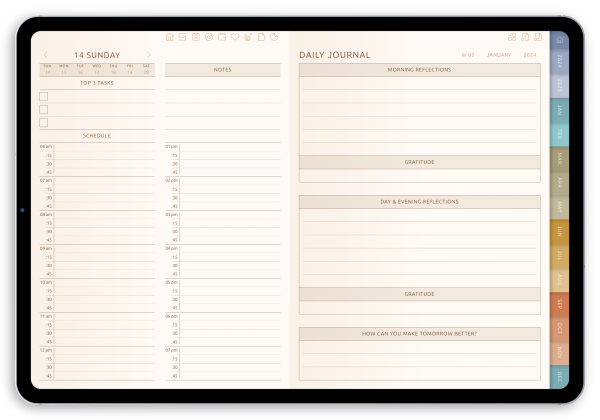 Download Digital Planner PDF for GoodNotes, iPad (Dark)