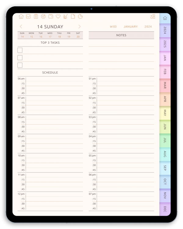 Download Digital Planner PDF for GoodNotes, iPad (Dark)