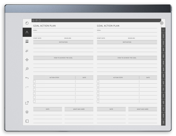 Goal Planner for reMarkable – SMART Template for Productivity