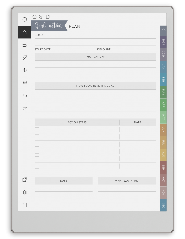 Goal Planner for reMarkable – SMART Template for Productivity