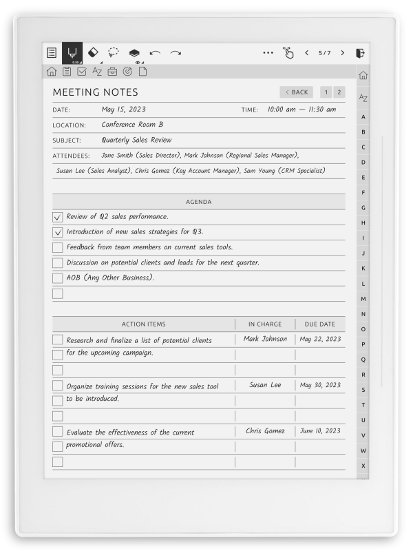 Download Business Meeting Notes PDF for Supernote A5 X & A6 X