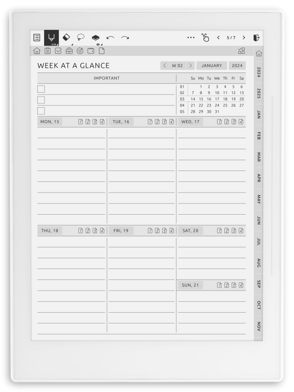Download Supernote A5 X & A6 X Weekly Planner Hyperlinked PDF