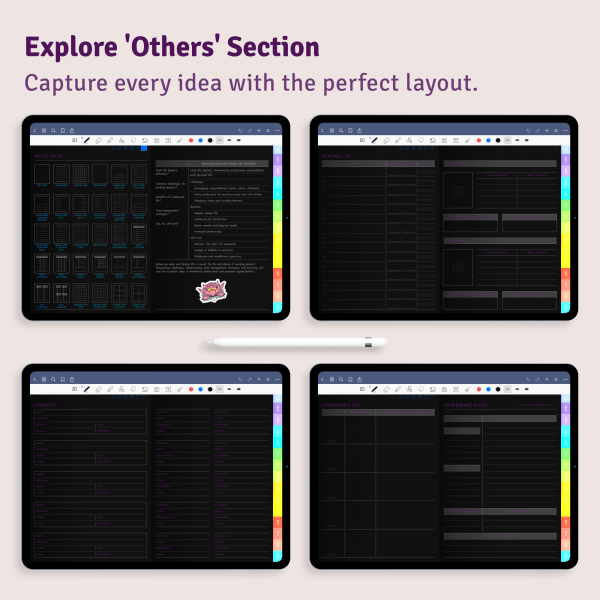 Download Daily Digital Planner PDF for GoodNotes, iPad, Android (Dark)