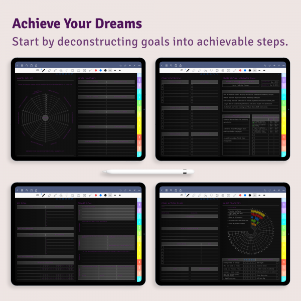 Download Daily Digital Planner PDF for GoodNotes, iPad, Android (Dark)