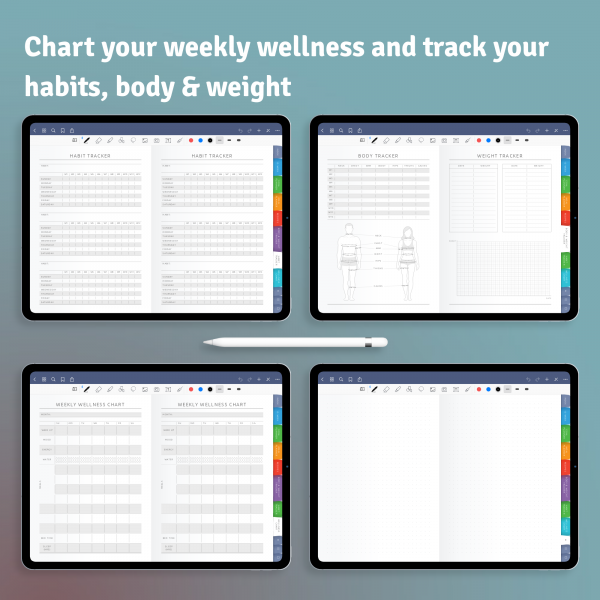 Download Digital Fitness Planner PDF for GoodNotes, iPad
