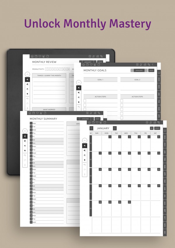 Download Kindle Scribe Monthly Planner Hyperlinked PDF