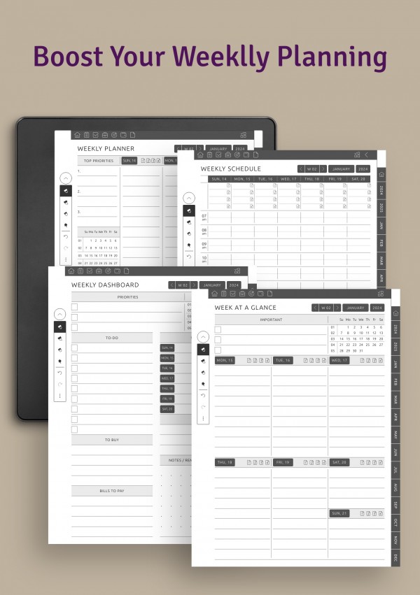 Download Kindle Scribe Weekly Planner Get Hyperlinked PDF