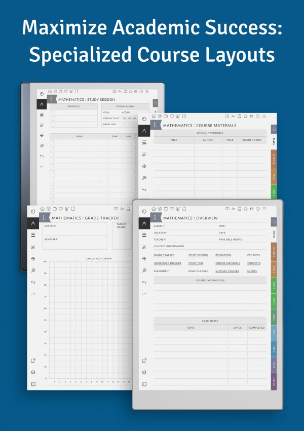 Student Planner for reMarkable - Download Customizable Hyperlinked PDF
