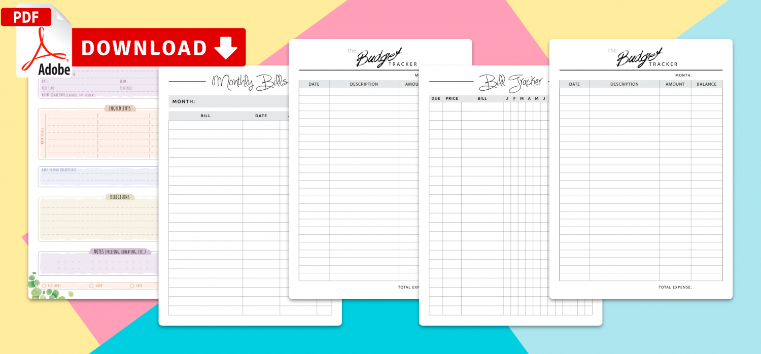 Save and Print Bill Tracker Templates