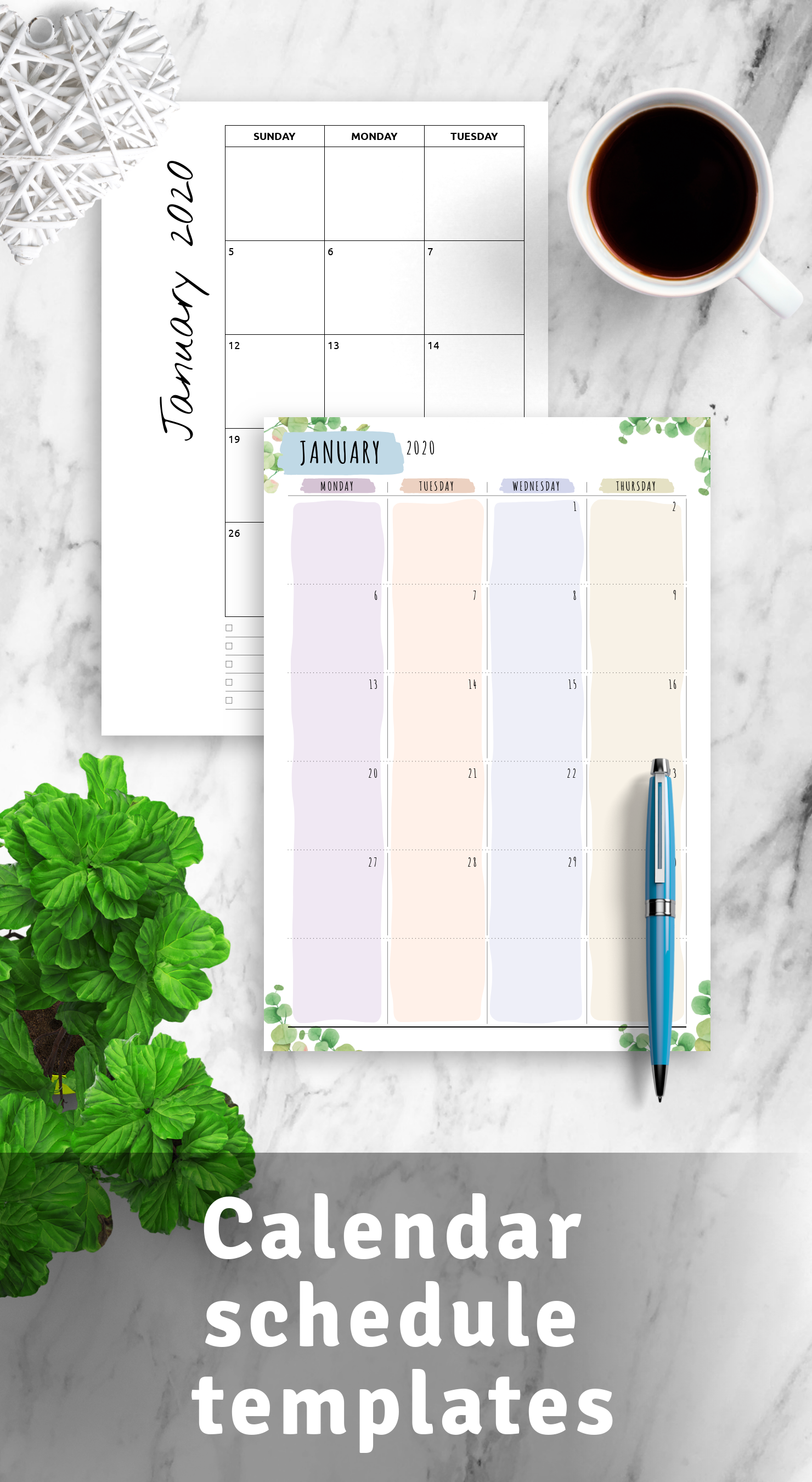 Calendar schedule templates PDF