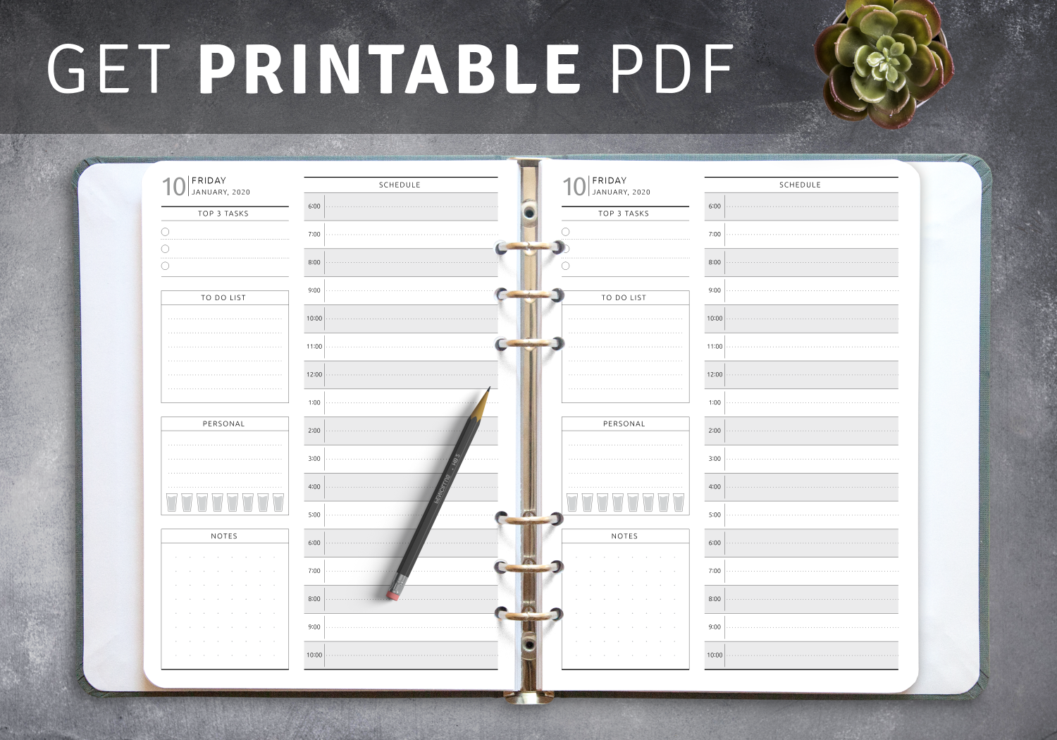 Printable daily calendar templates