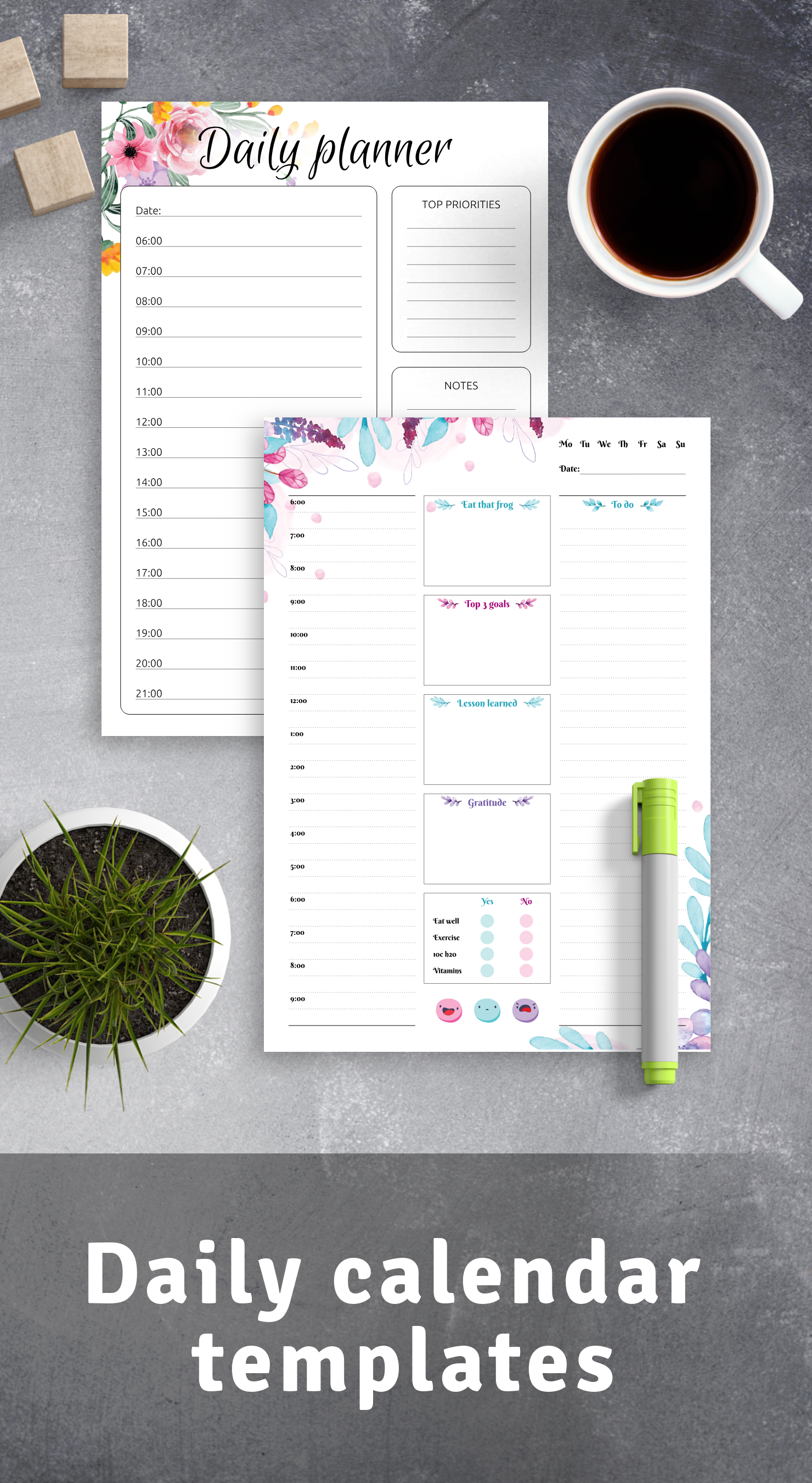 Download daily calendar templates PDF