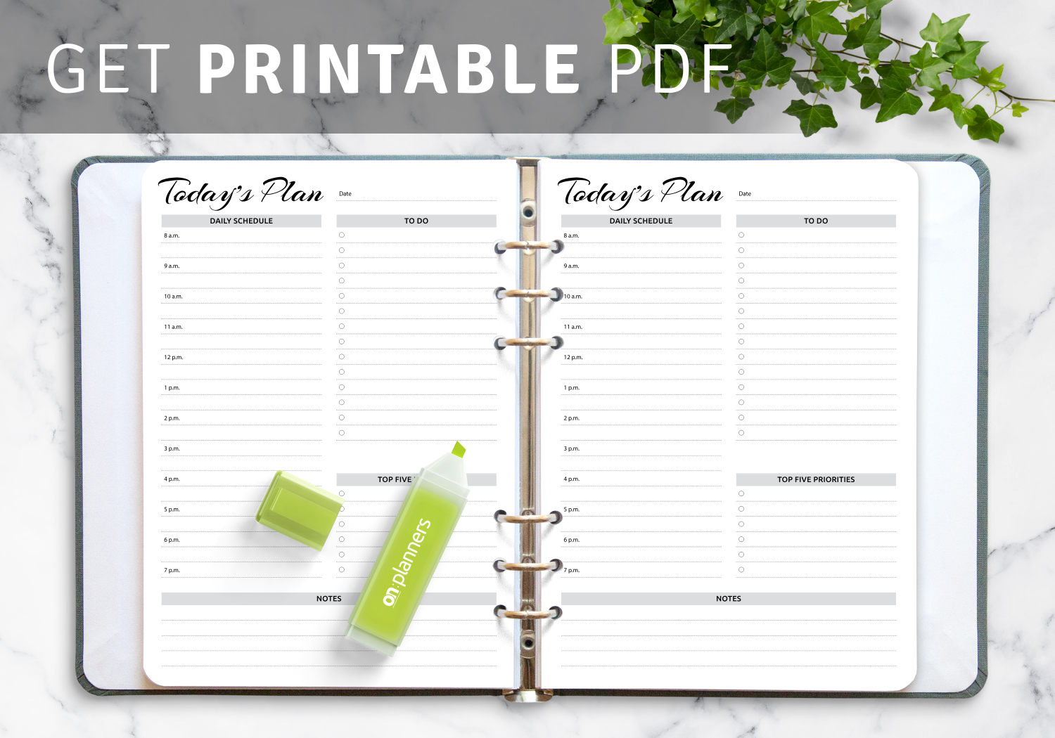 Printable daily routine planner templates