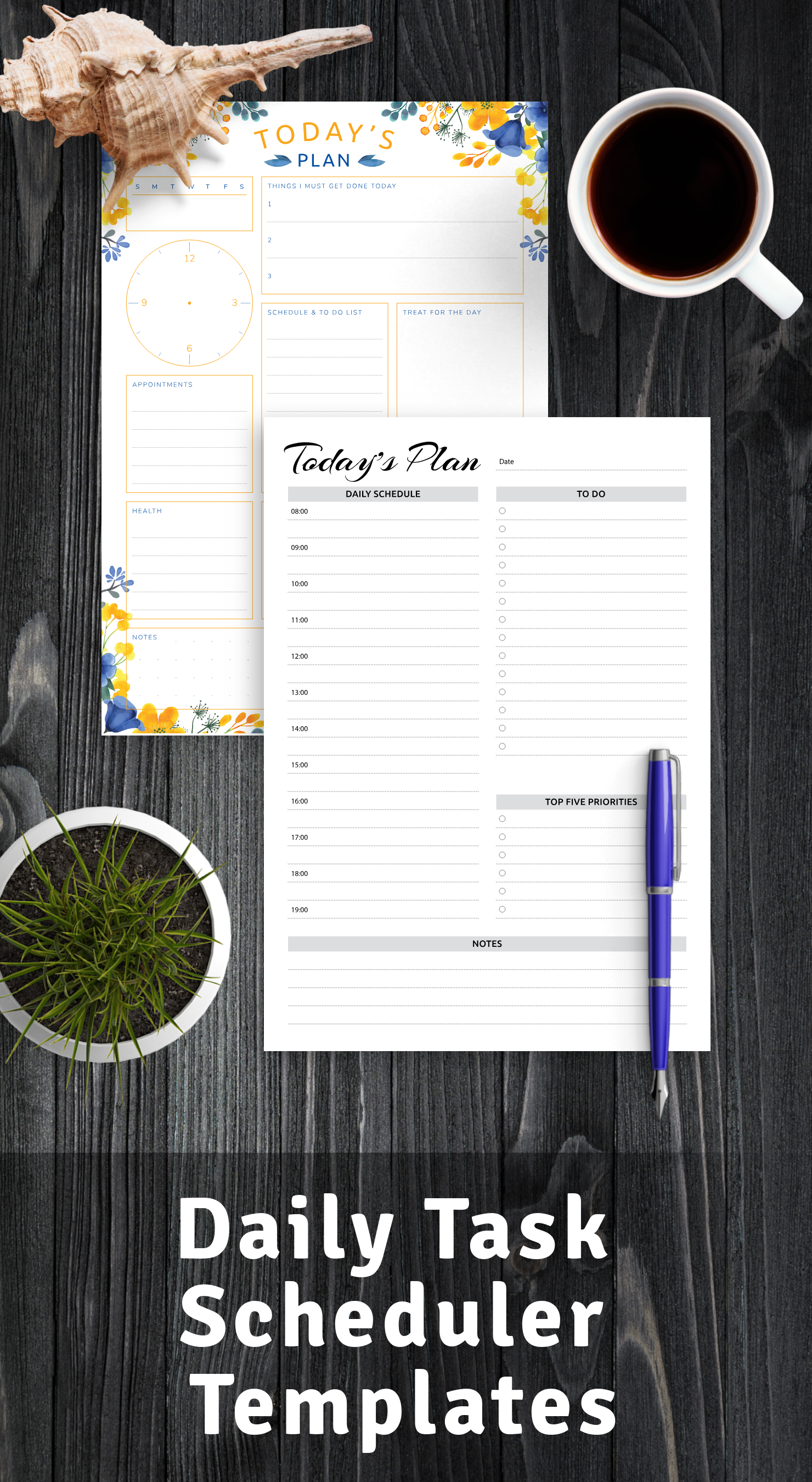 Printable daily task scheduler templates PDF
