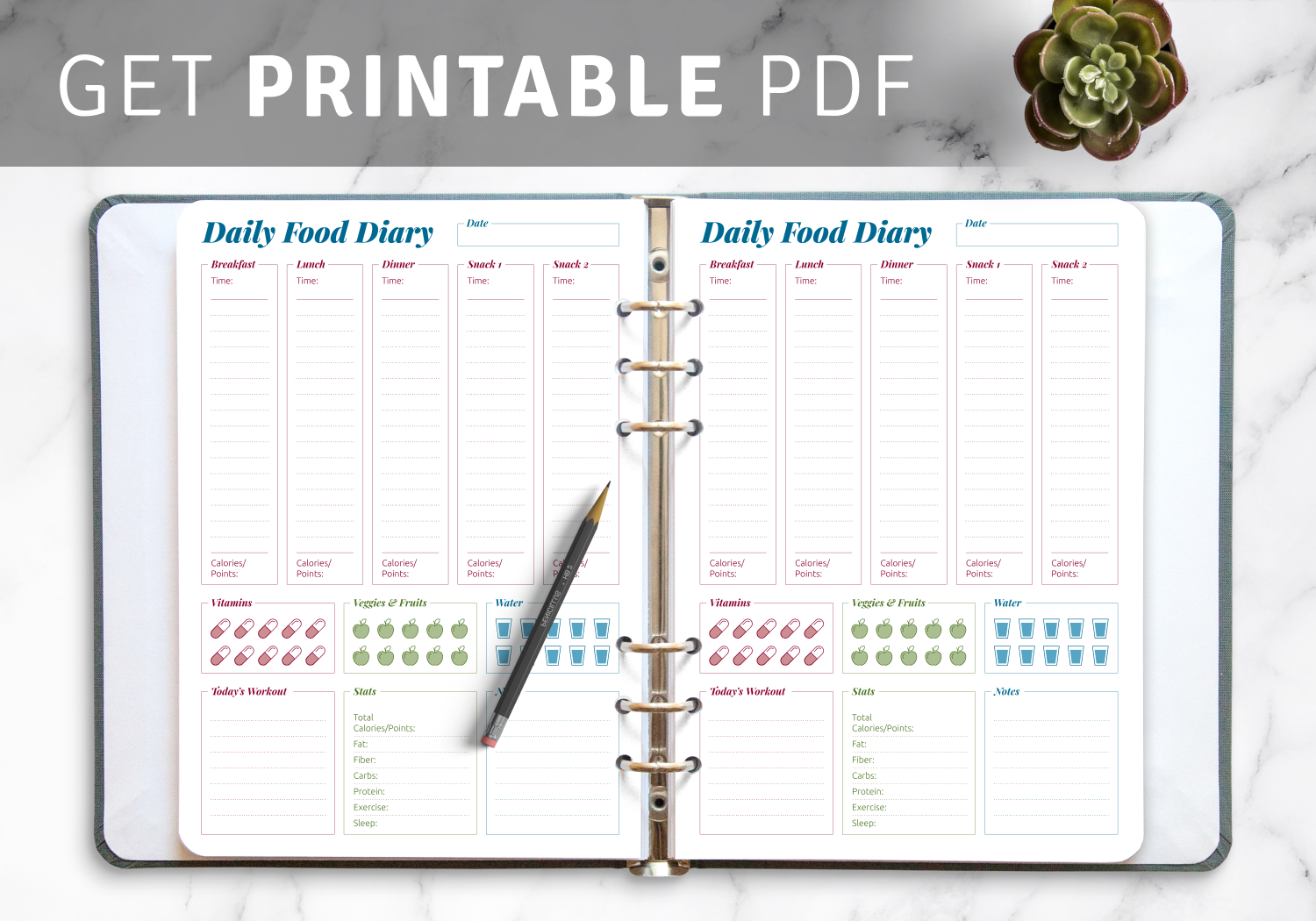 Food calendar templates PDF