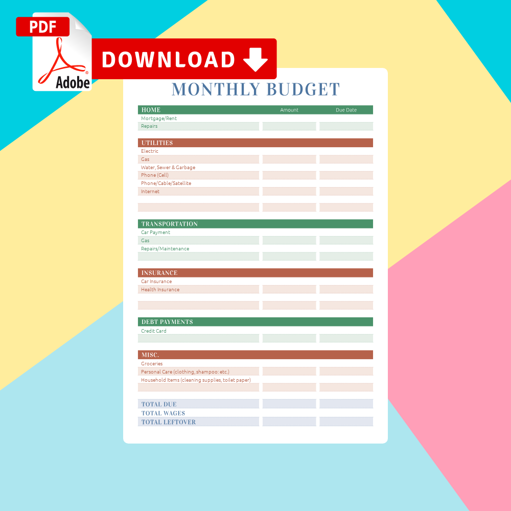 Download Household Budget Templates