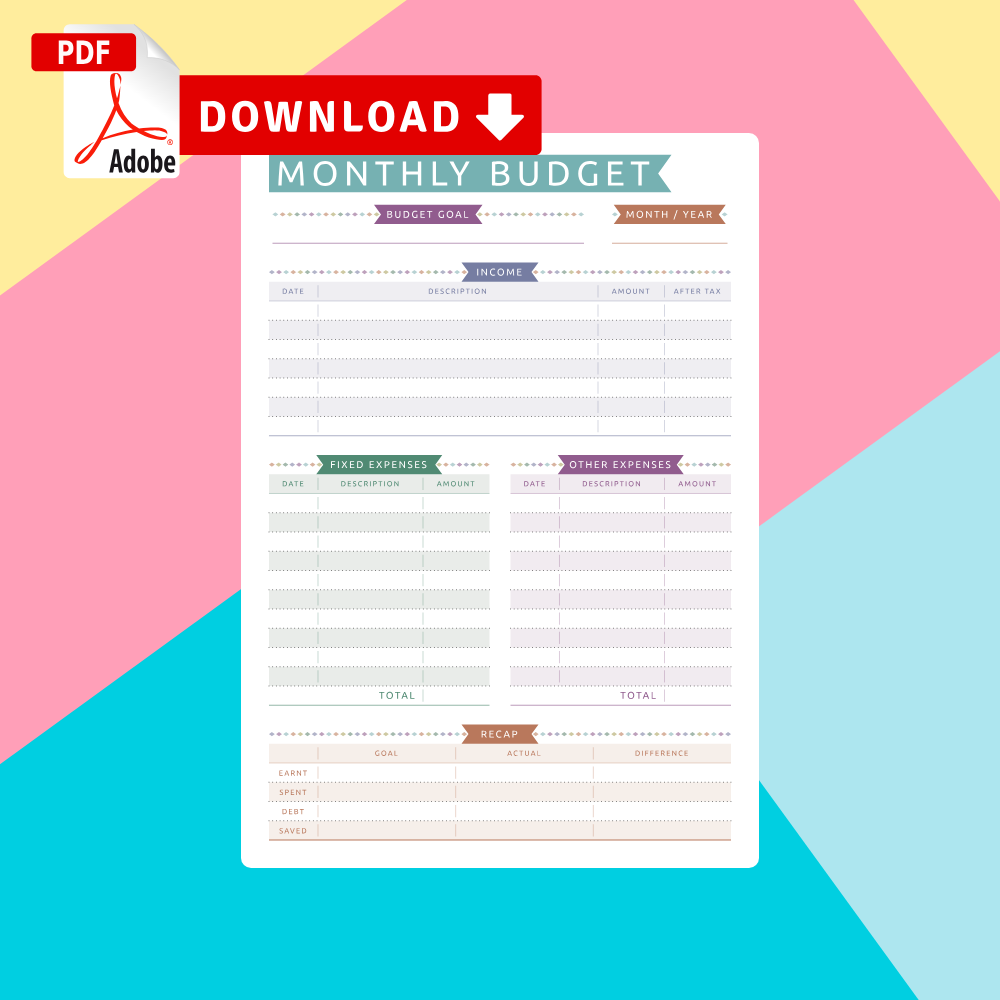 Download Monthly Budget Planner Templates