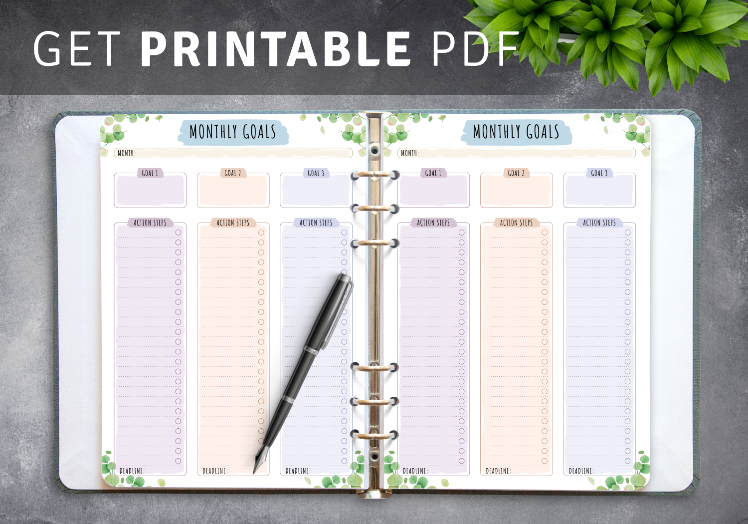 Printable Monthly Goals Templates