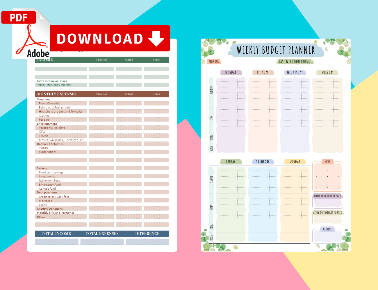 Download Personal Budget Planner Templates