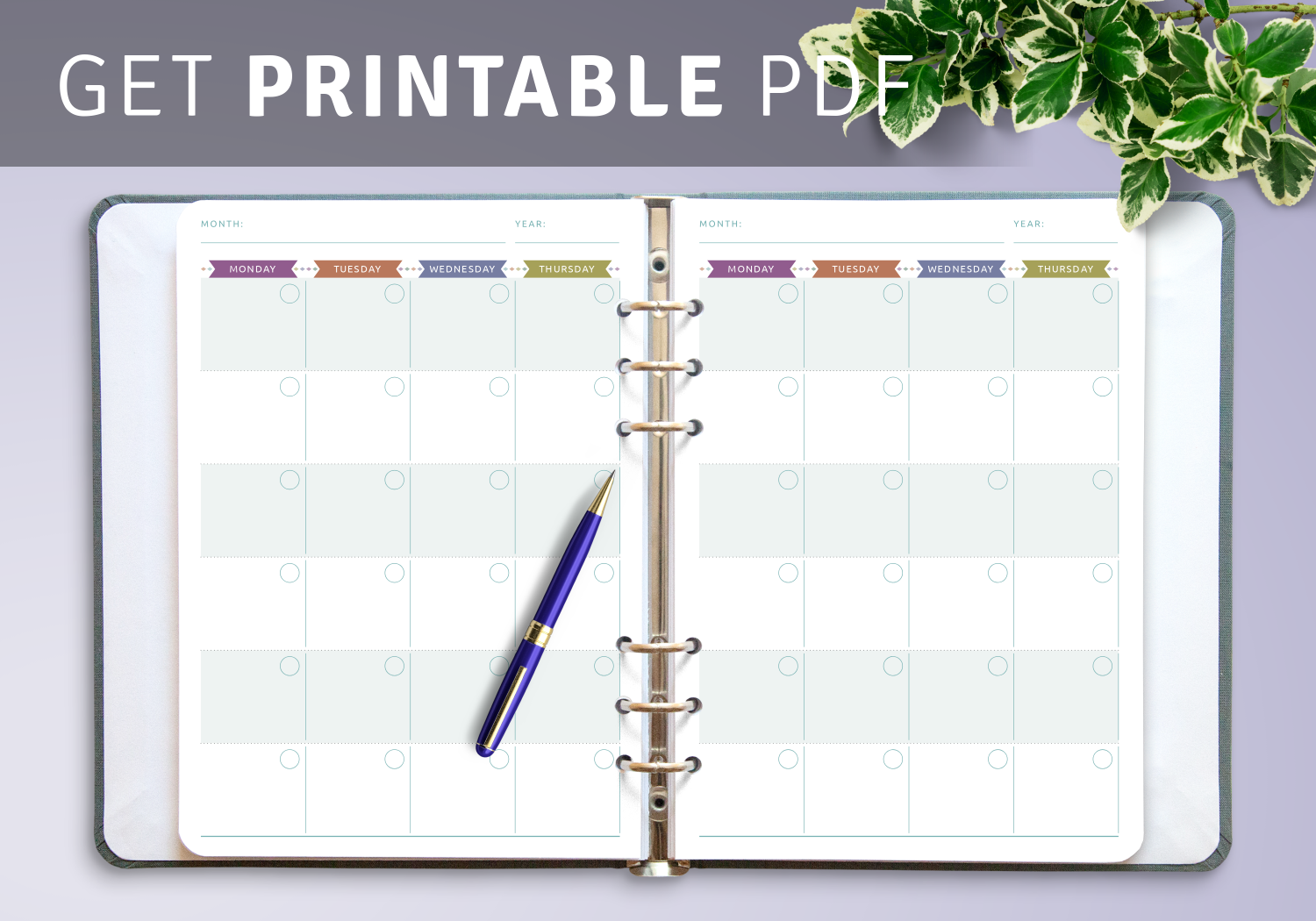 Planner printable A5 templates Download PDF