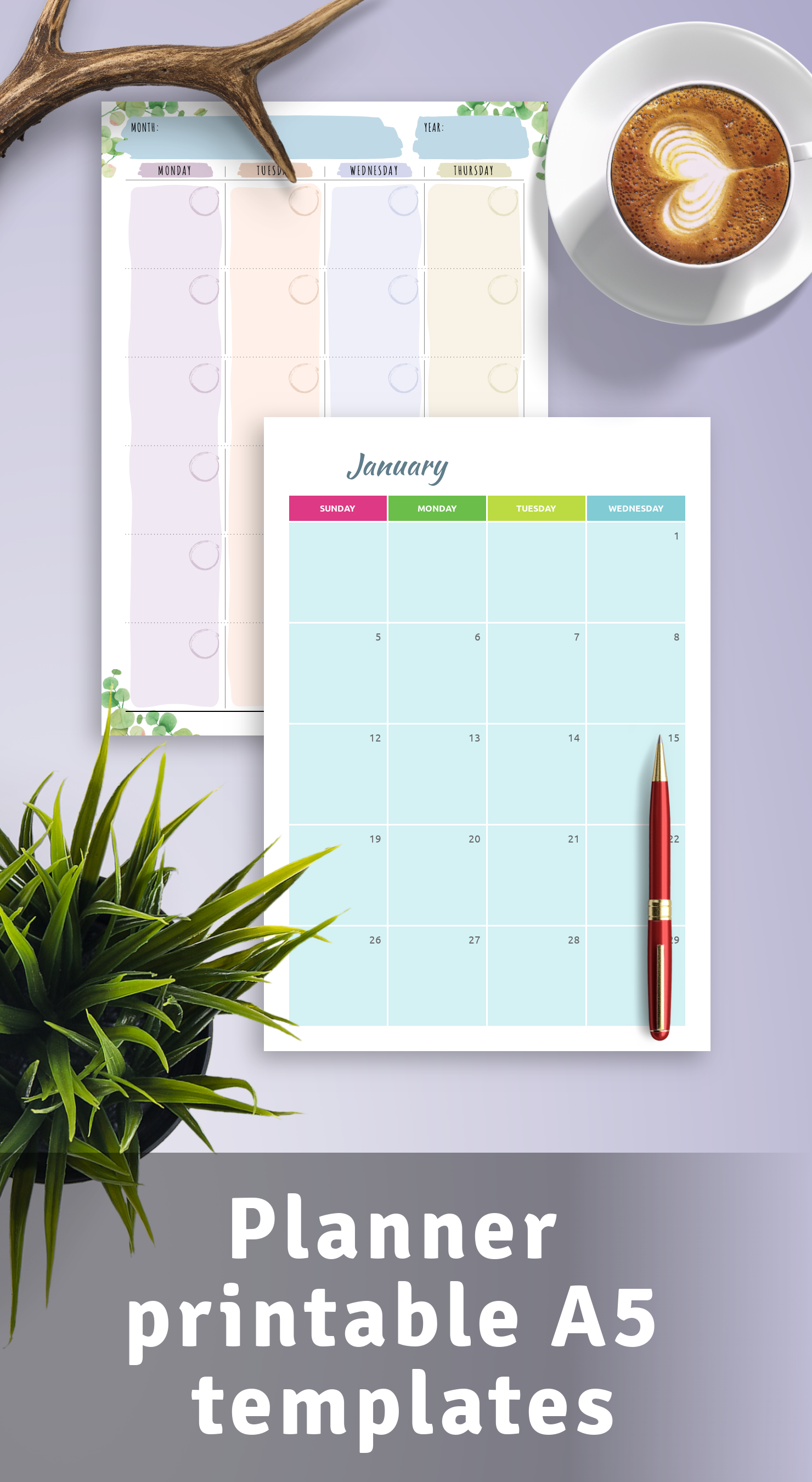 Planner printable A5 templates download PDF