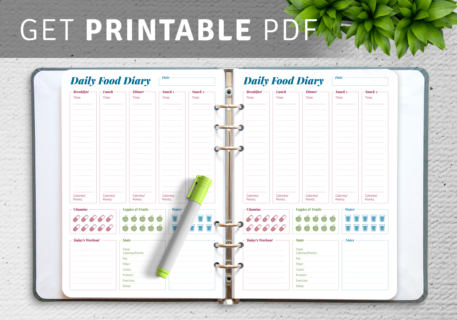 Printable Food Journal PDF