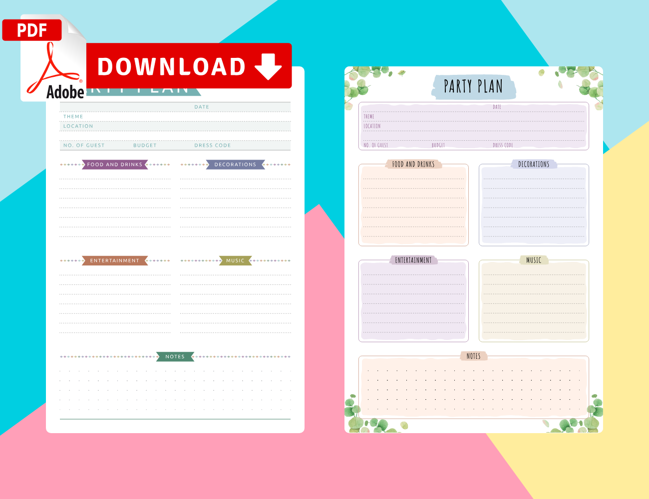 Printable Party Planners - Download PDF