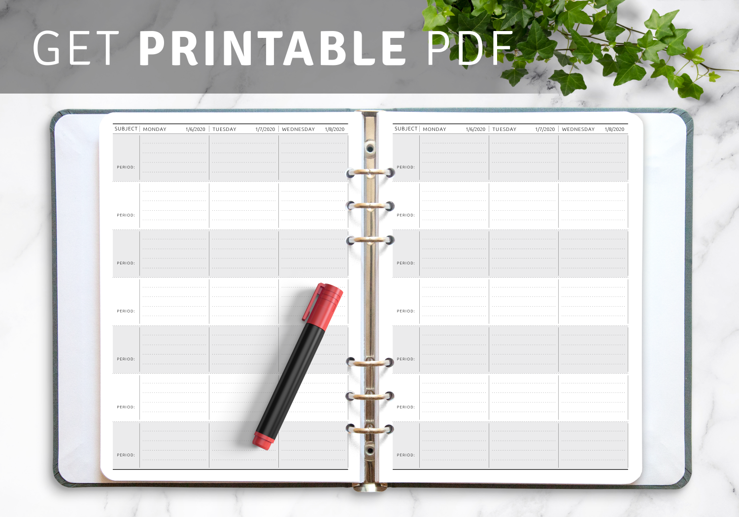Printable weekly lesson plan templates