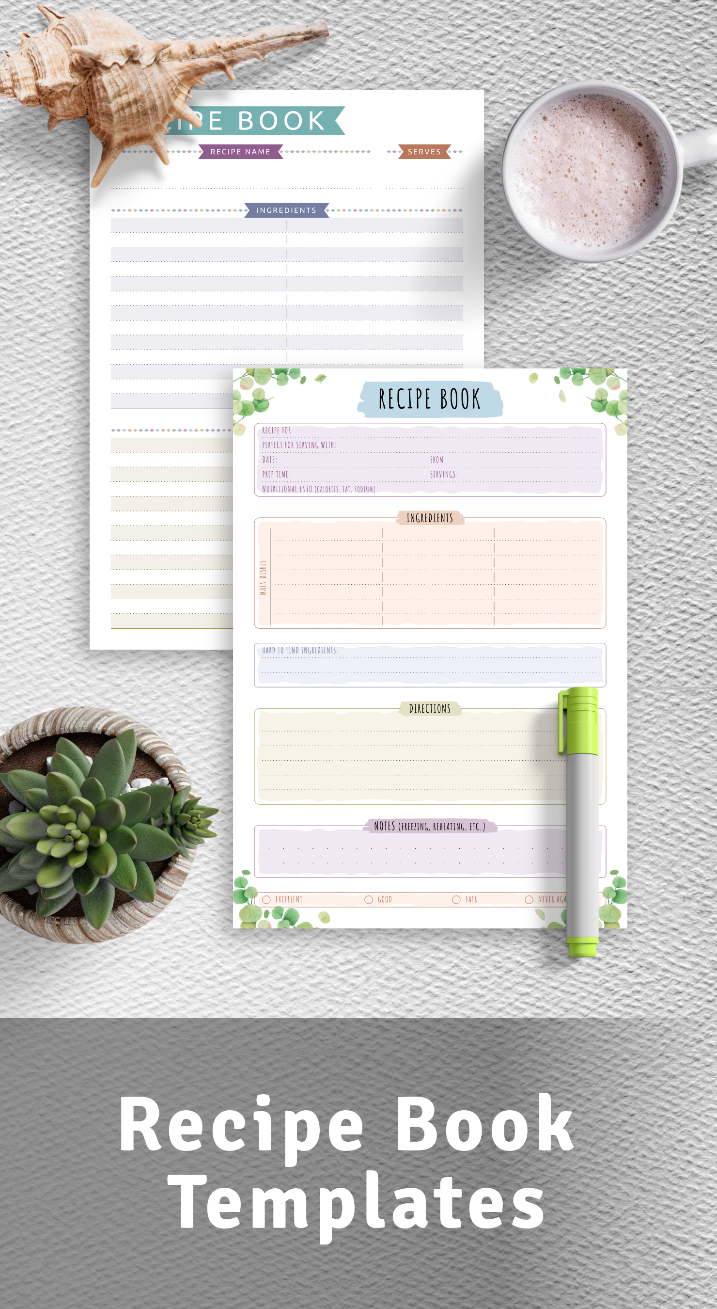 Printable recipe book templates - Download PDF