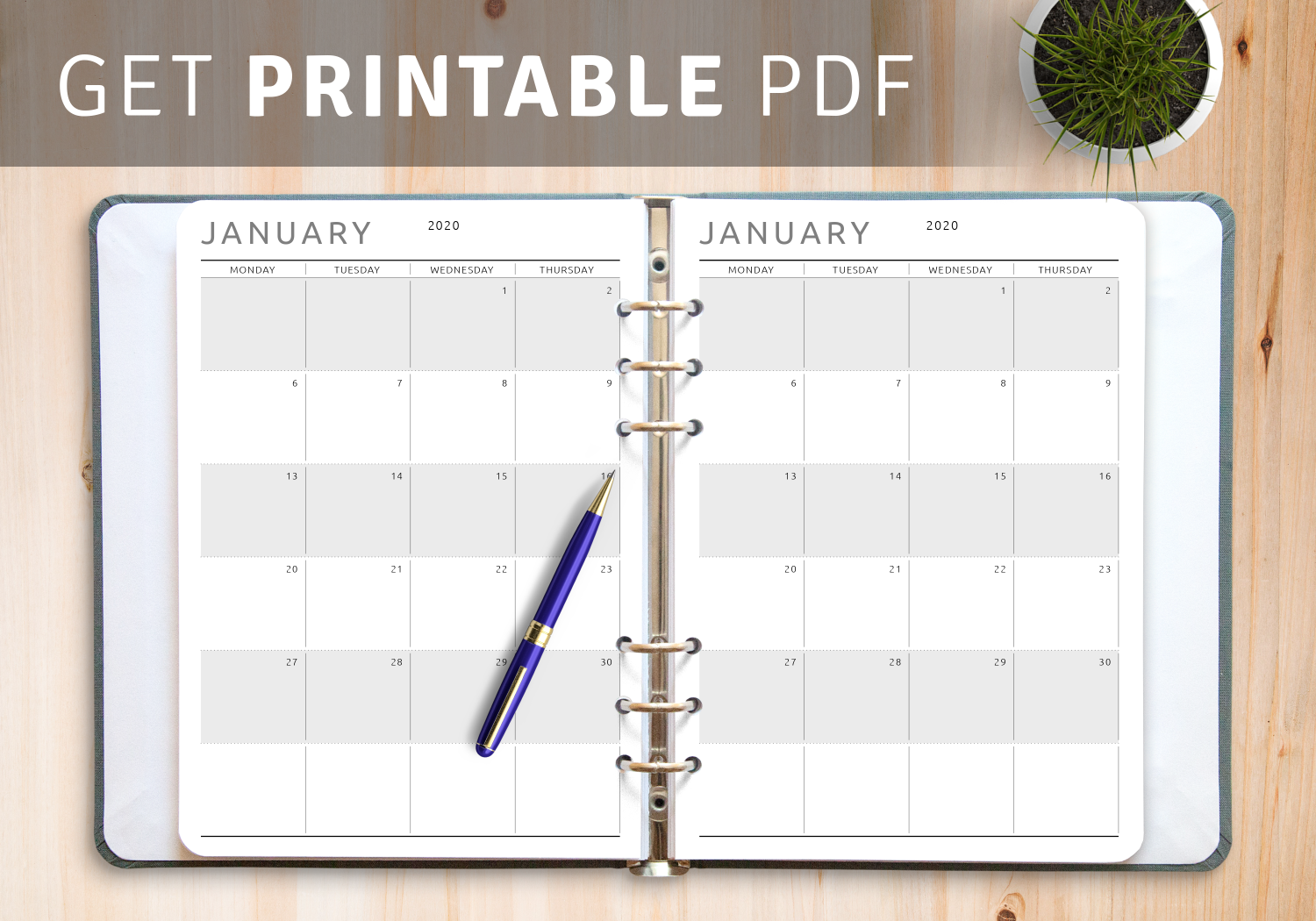 Simple printable calendar Download PDF