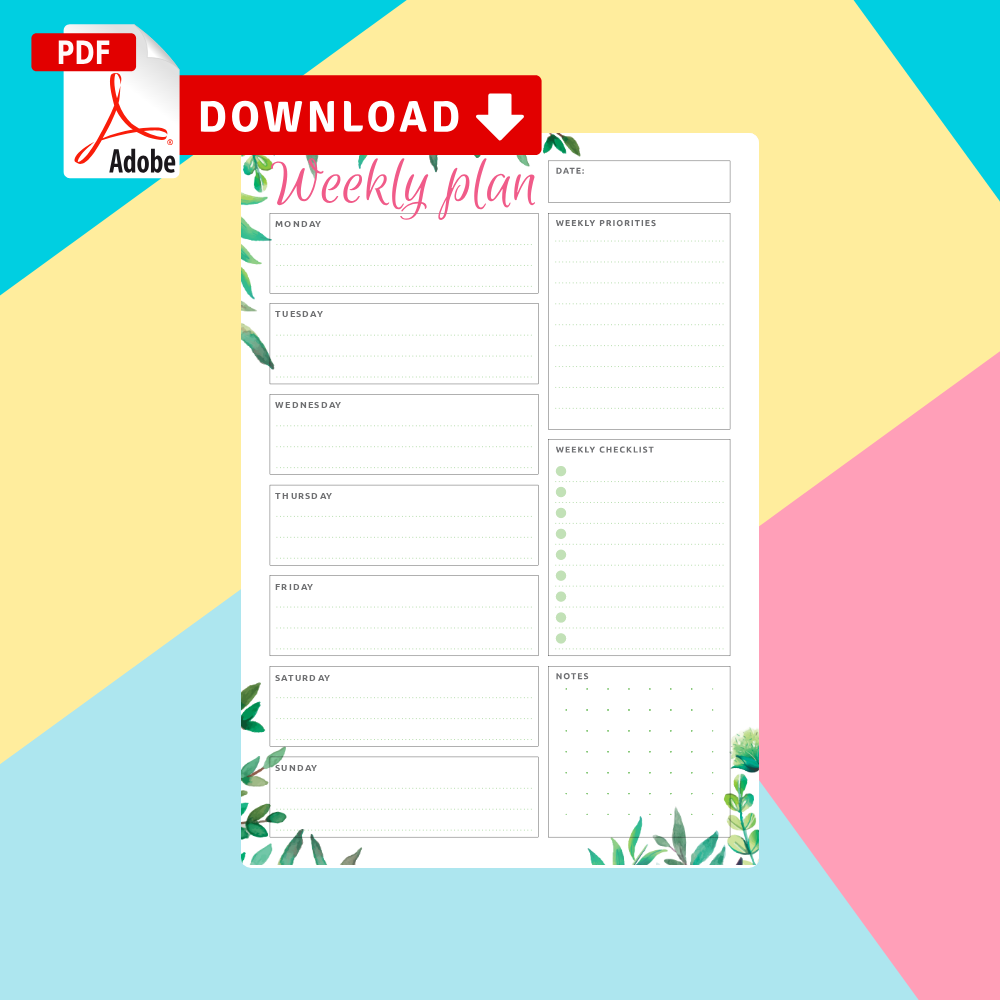 Get Single-Page Weekly Planner Templates