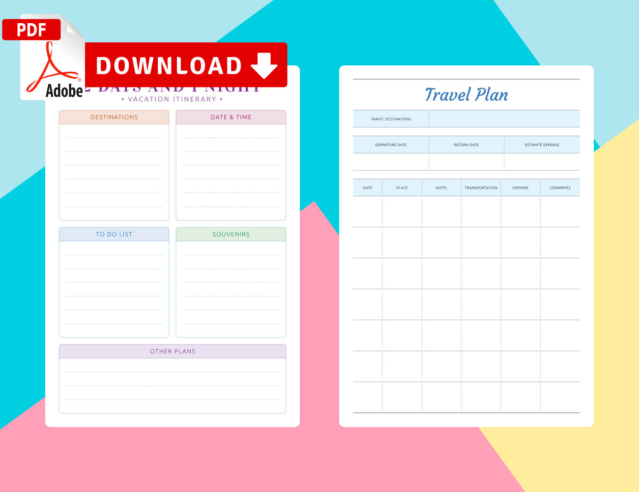 trip itinerary planner template pdf