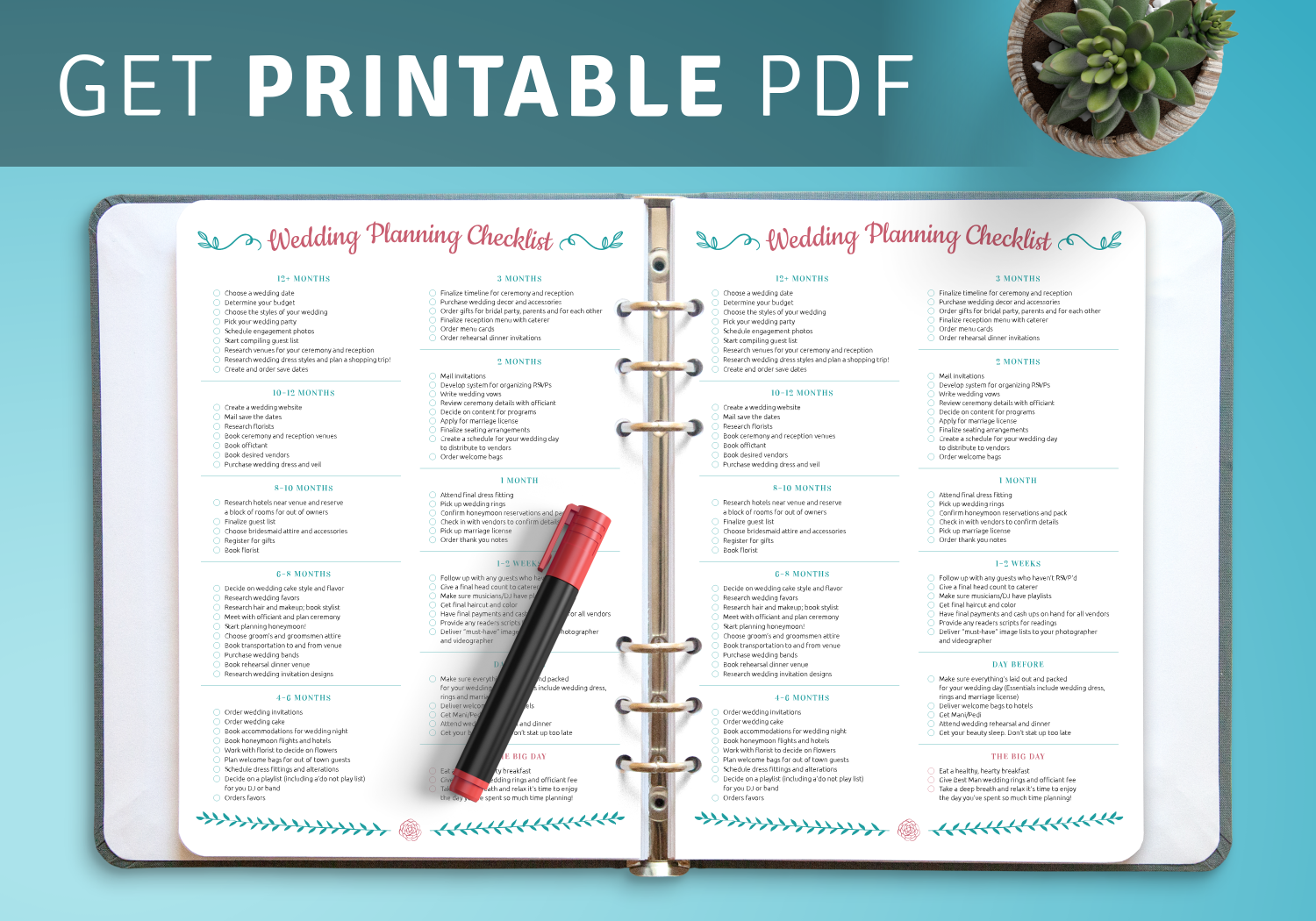 Printable Wedding Planner Checklist