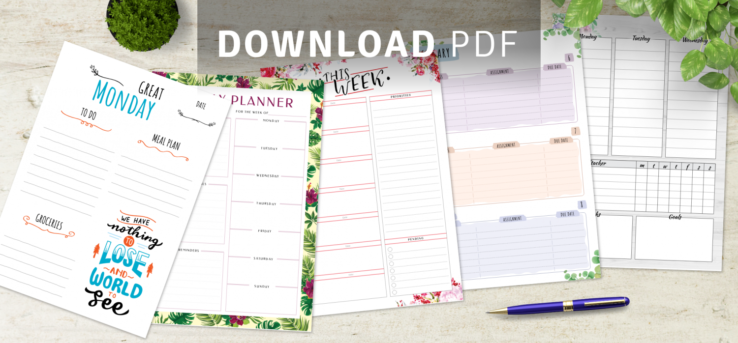 Download week at a glance templates