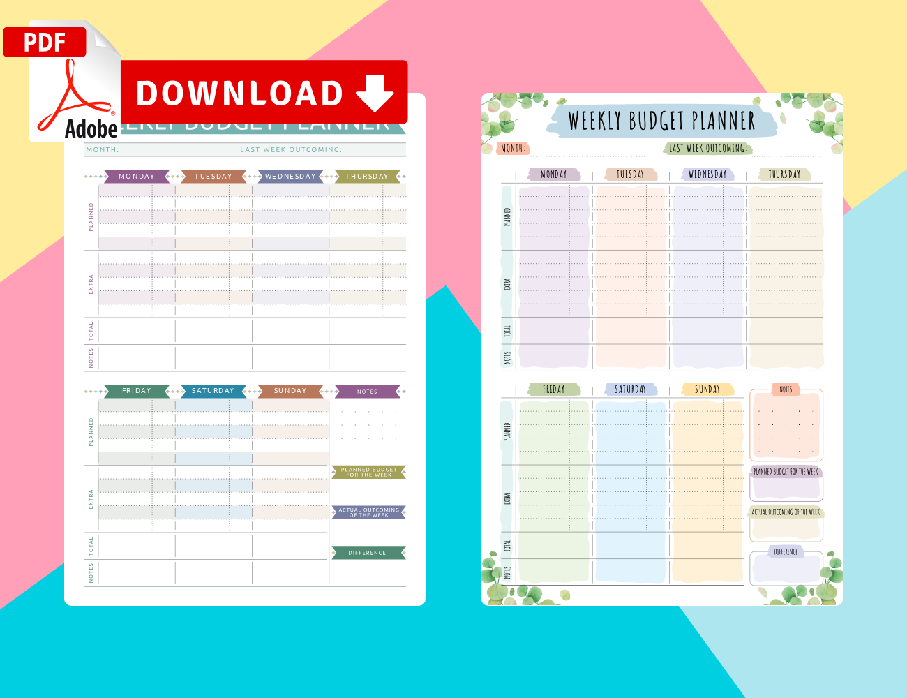Printable Weekly Budget Planner Templates