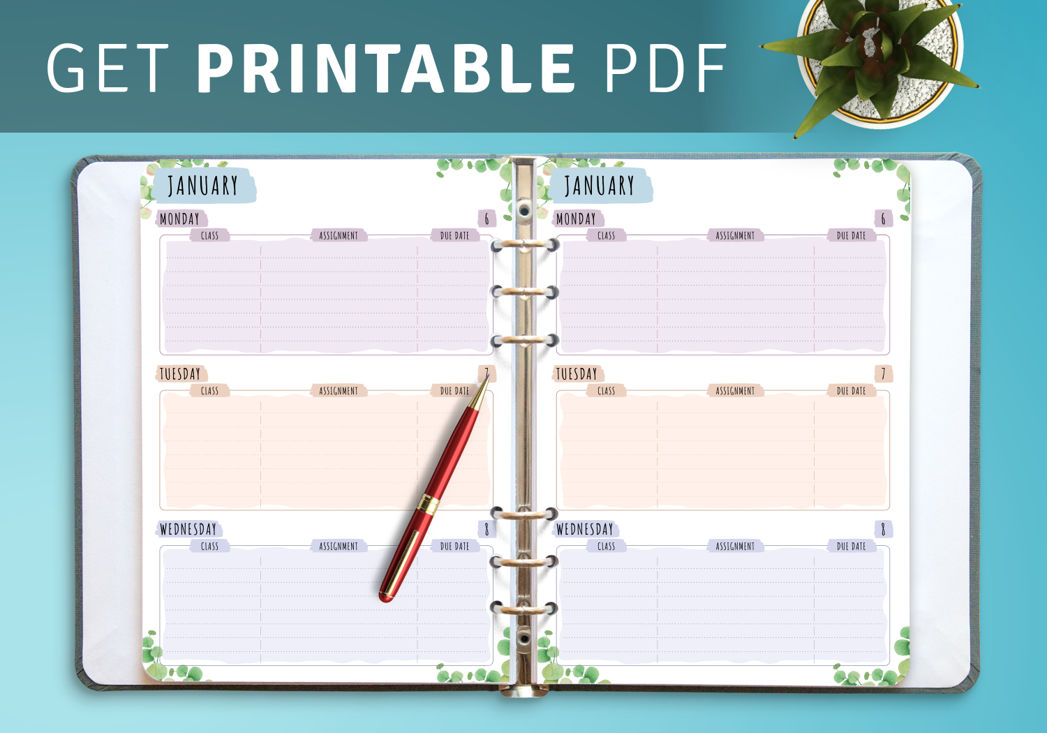Printable Weekly Calendar Template PDF