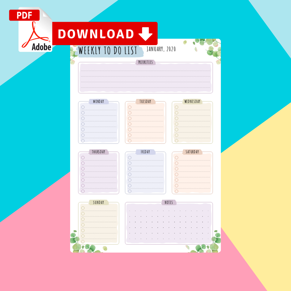 Weekly To Do List Templates PDF