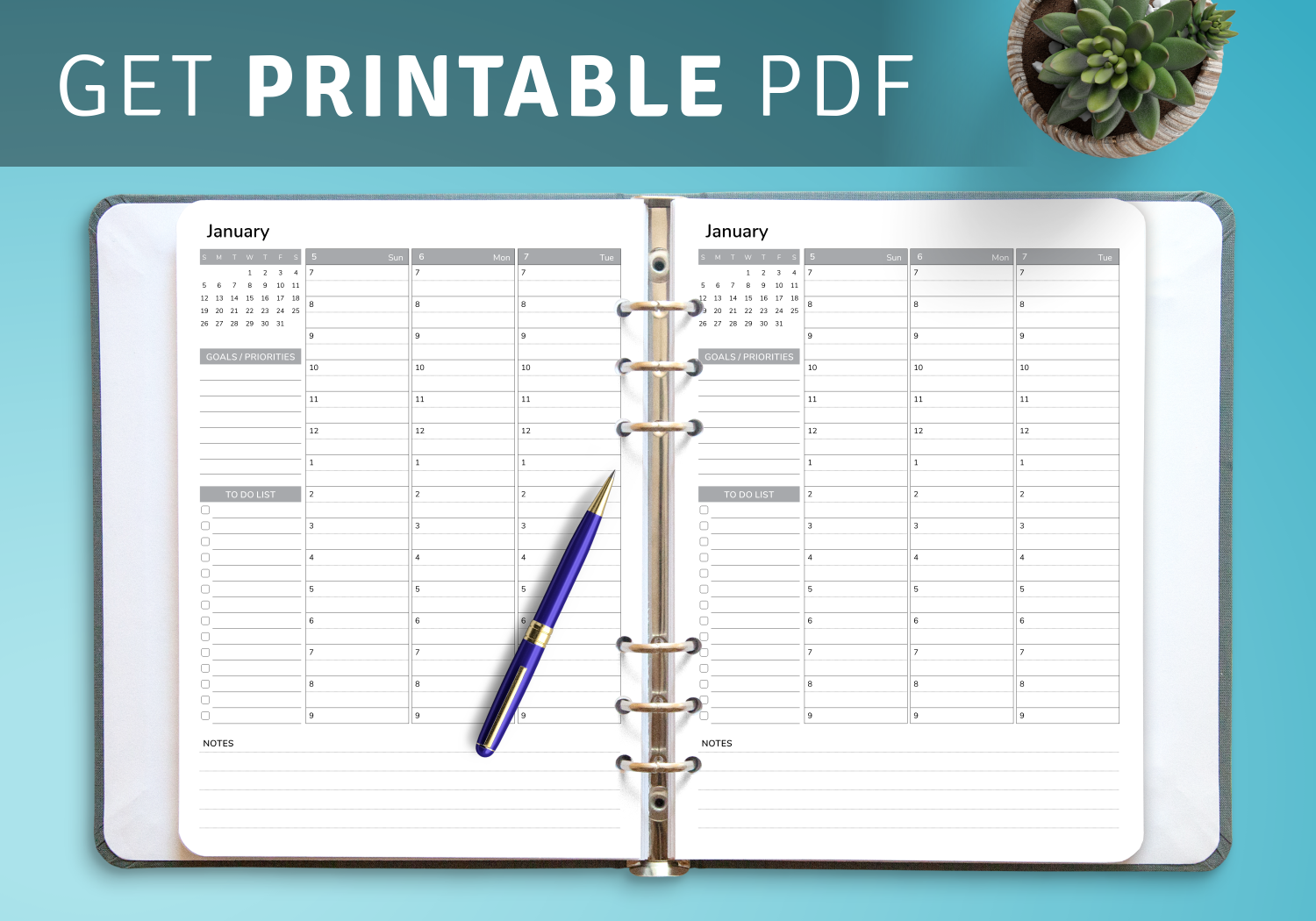 Printable Weekly Hourly Planner PDF