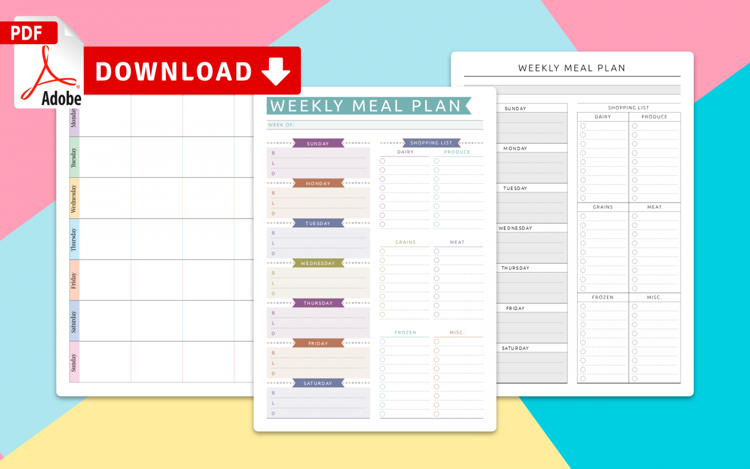 weekly meal planner templates download pdf