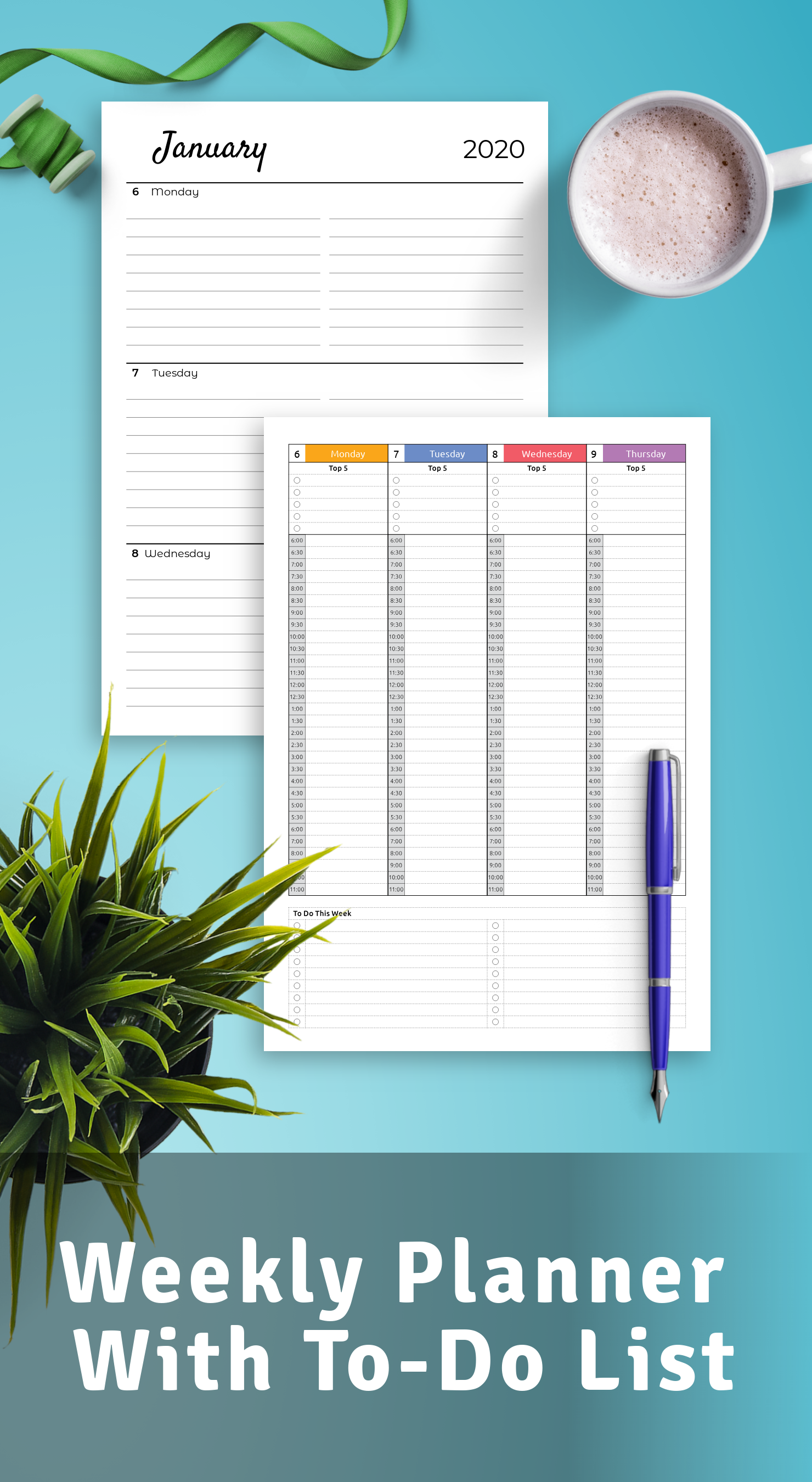 Printable weekly planner with To-Do list PDF