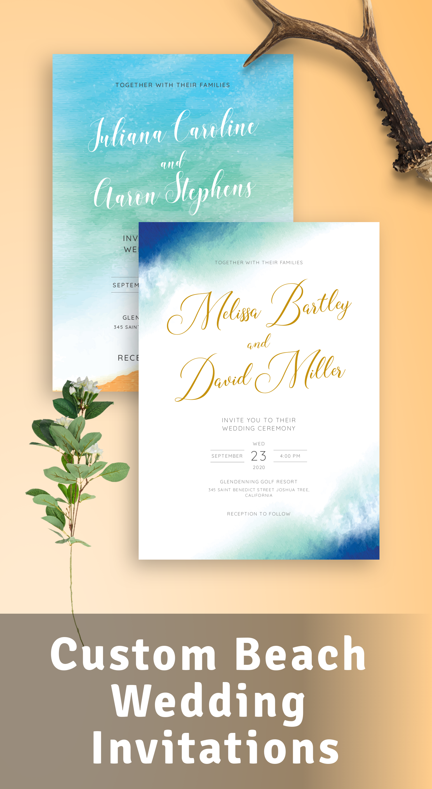 Information Card Suite Deep Sea Wedding Invitation WD51 Digital
