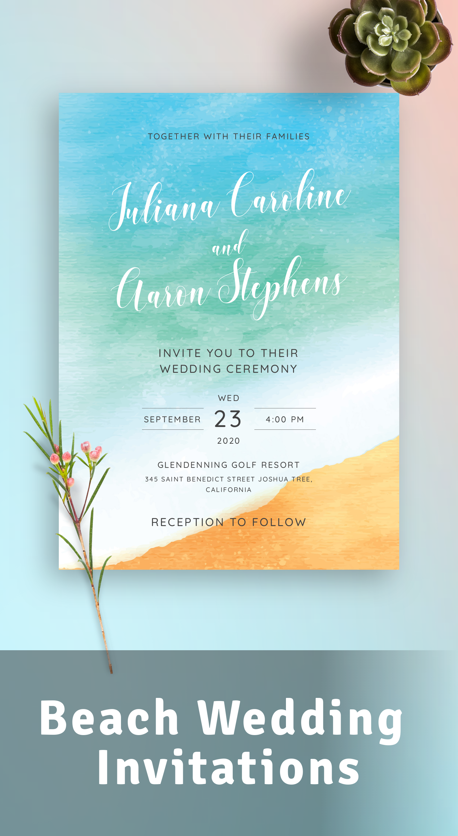 Sample Beach Wedding Invitations