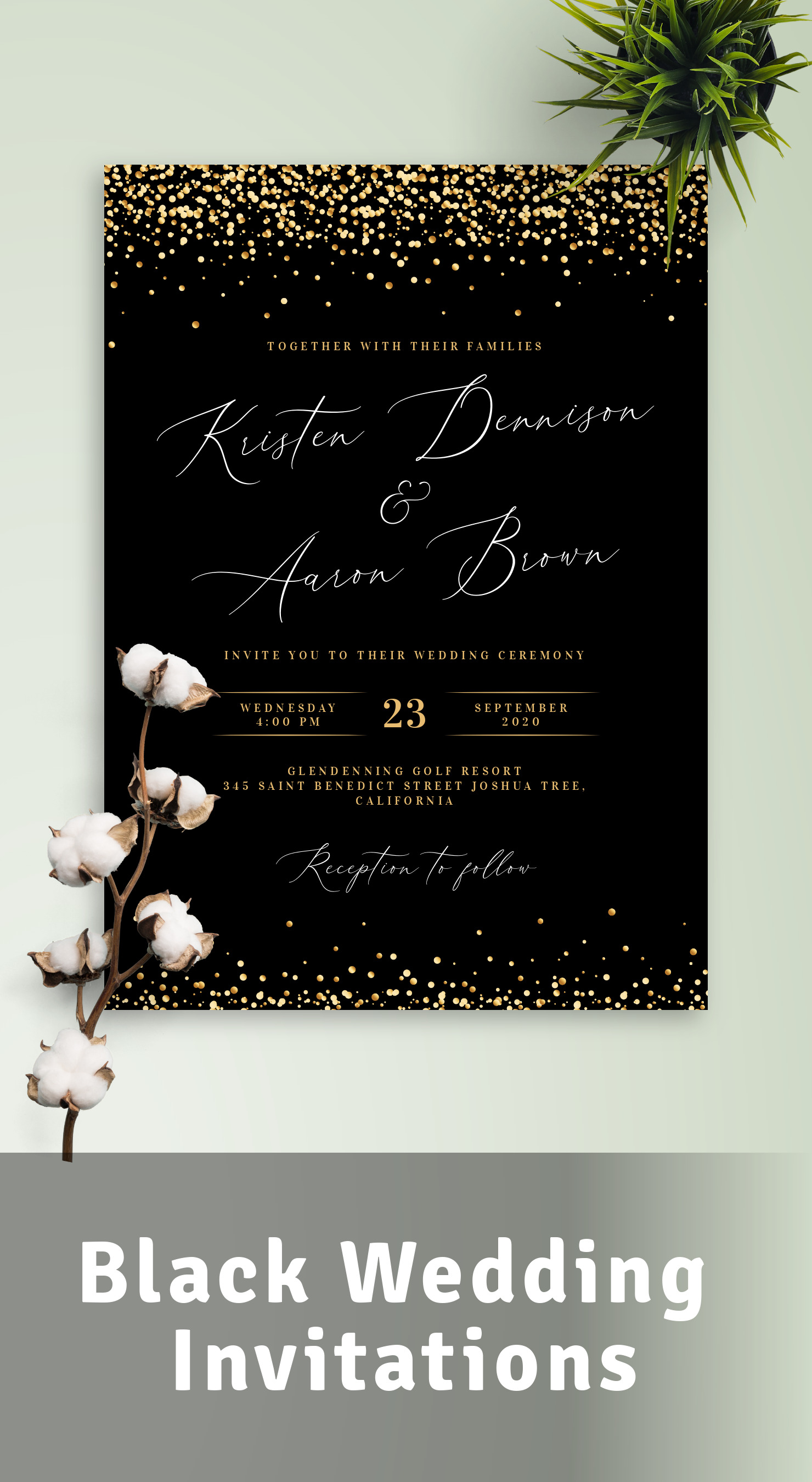 Black and Gold Wedding Invitations