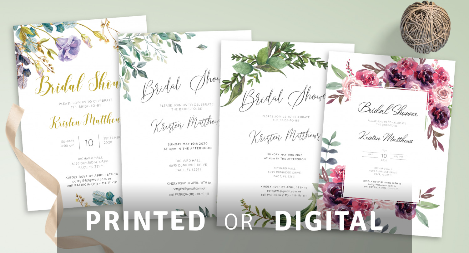 Printed or Digital Bridal Shower Invitations