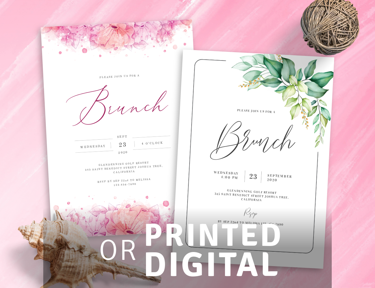 Digital or Printed Brunch Invitations